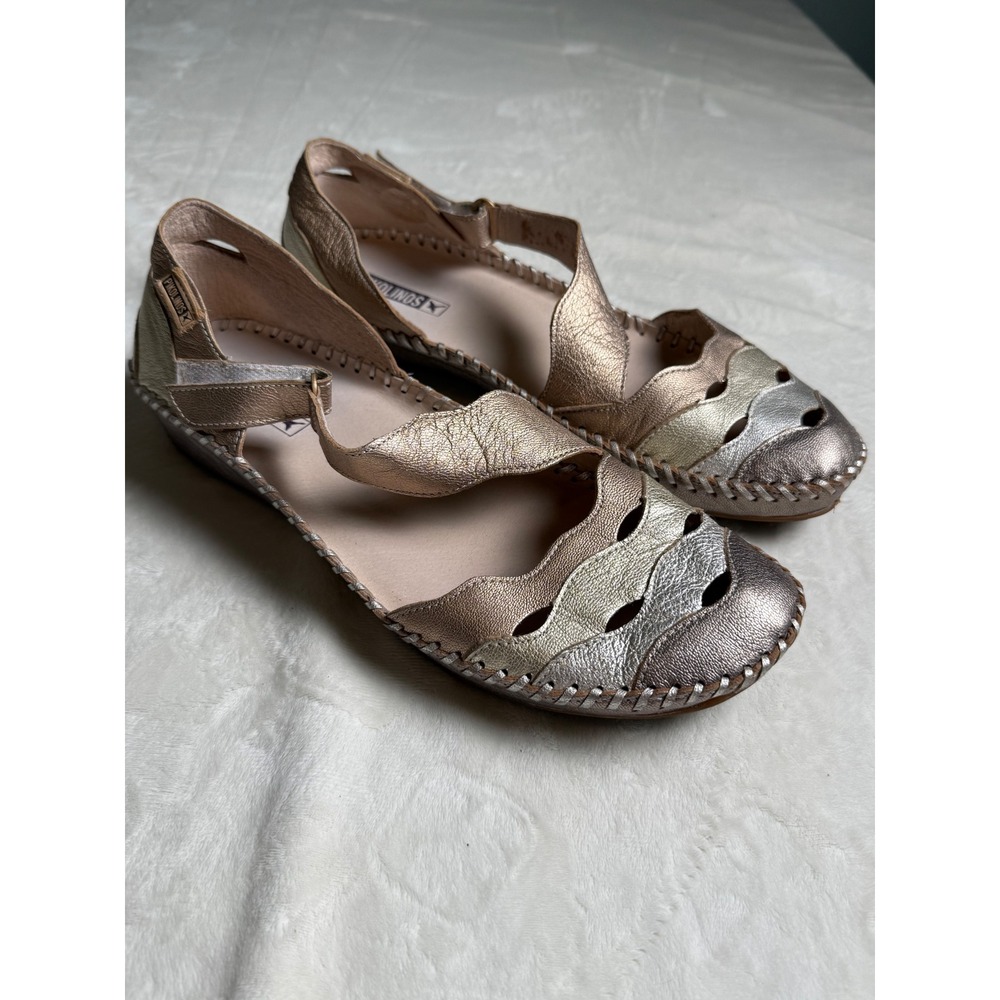 Pikolinos Puerto Vallarta Metallic Leather Sandals Multi Tone Gold Silver 41